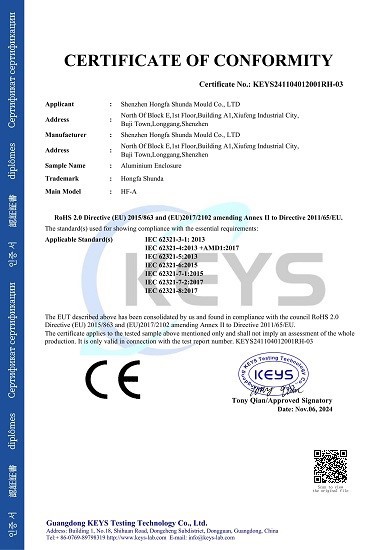CE FOR ALUMINUM BOX CE FOR ALUMINUM BOX